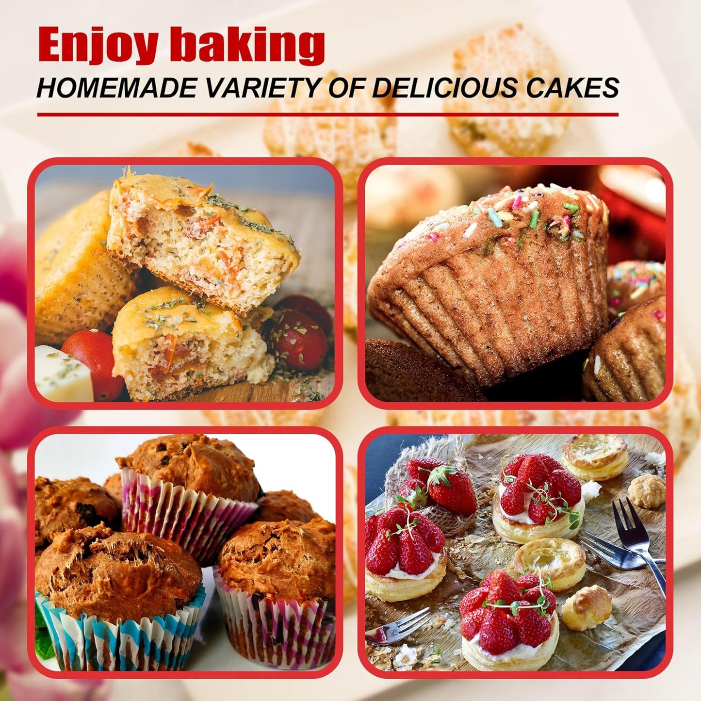 24 Cups Cupcake Pan,Mini Silicone Muffin Pan,Nonstick Food Grade Silicone Baking Cups,Great for Making Muffin Cakes, Tart, Bread - 2 PCS