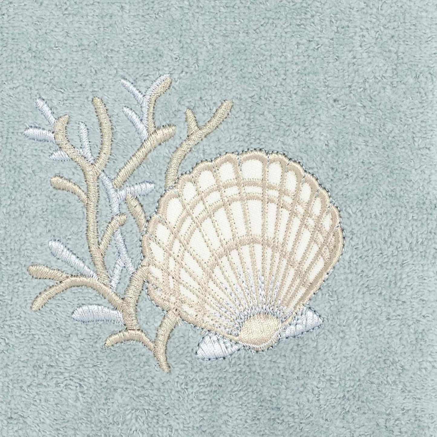 Avanti Linens - Fingertip Towel, Soft & Absorbent, Coastal Bathroom Essentials (Sand Shells Collection, Mineral)