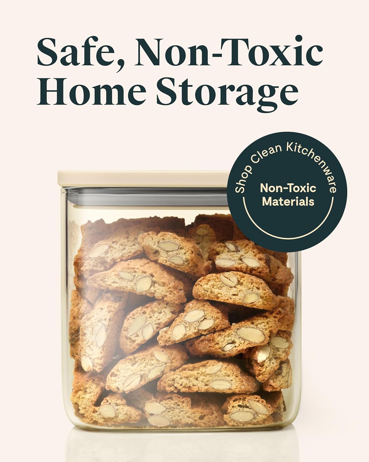 Caraway 2.5qt Glass Airtight Food Storage Container with Lid – Non-Toxic, BPA-Free Kitchen Storage Container – Stackable, Space-Saving Airtight Container for Dry Goods and More - Mist