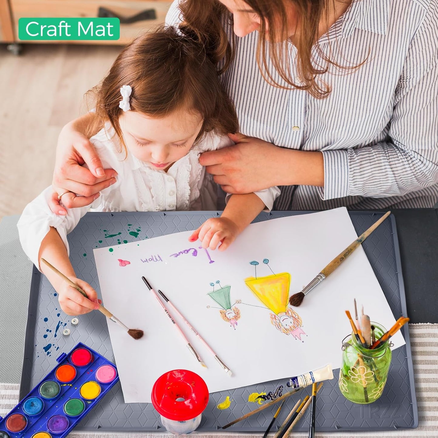 TRZZ Silicone Waterproof Under Sink Mat 28" x 19", Drip Tray and Cabinet Liner for Kitchen and Bathroom, Prevents Water Damage and Organizes Cabinets (Grey)