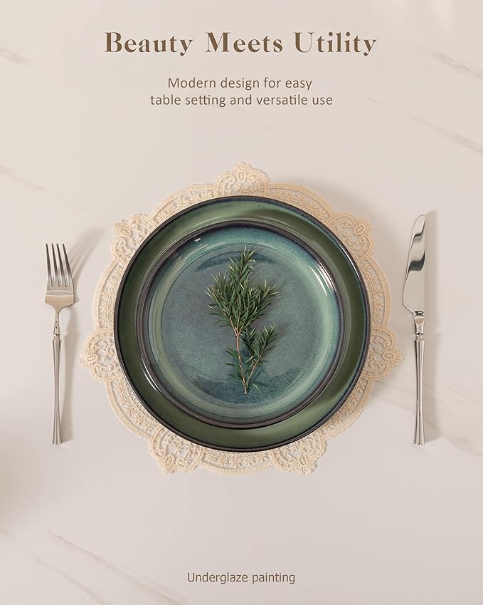 Dinnerware sets plates and bowls sets modern plates stoneware dinnerware set Plates and Bowls Set for 4, 12 Pieces Dishes,Microwave and Dishwasher Safe Tableware (style - 4, 4 - Set (12pcs))