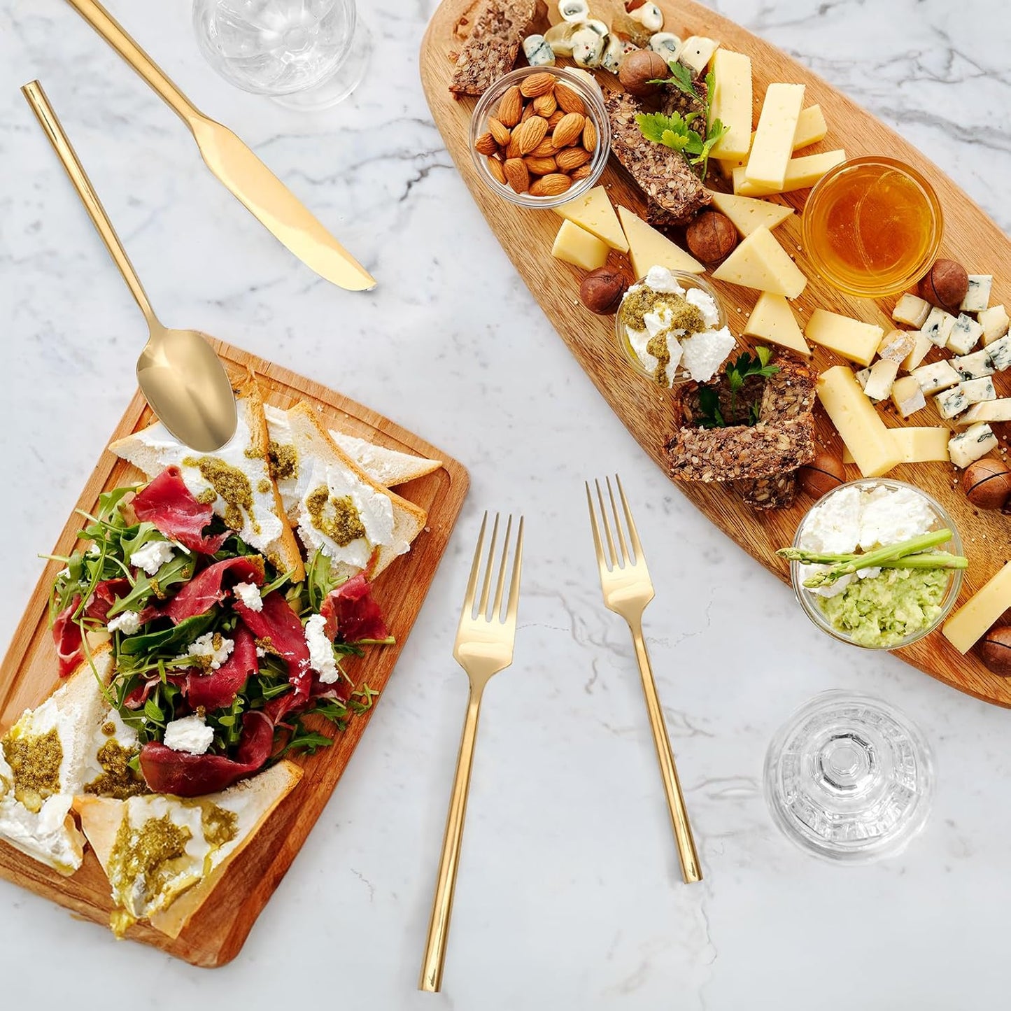 18/0 20-Piece Gold Silverware Set, Flatware Set Stainless Steel, Modern Cutlery Set, Service for 4, Mirror Finish Dishwasher Safe