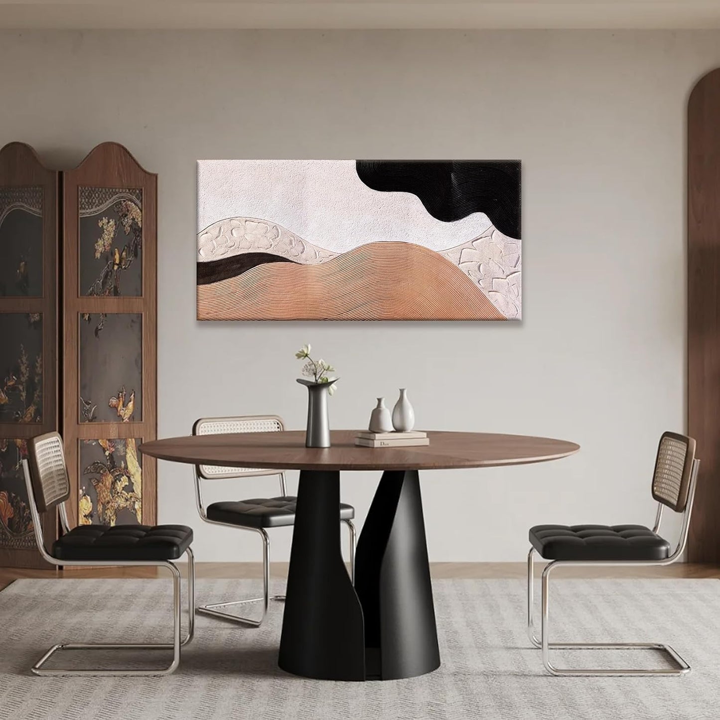 Abstract Wall Art Modern Minimalist Canvas Art Wall Decor Artwork Brown Abstract Wall Decor Canvas Painting Black Wall Decoration Picture For Bedroom Bathroom Office Artwork 20"X40"