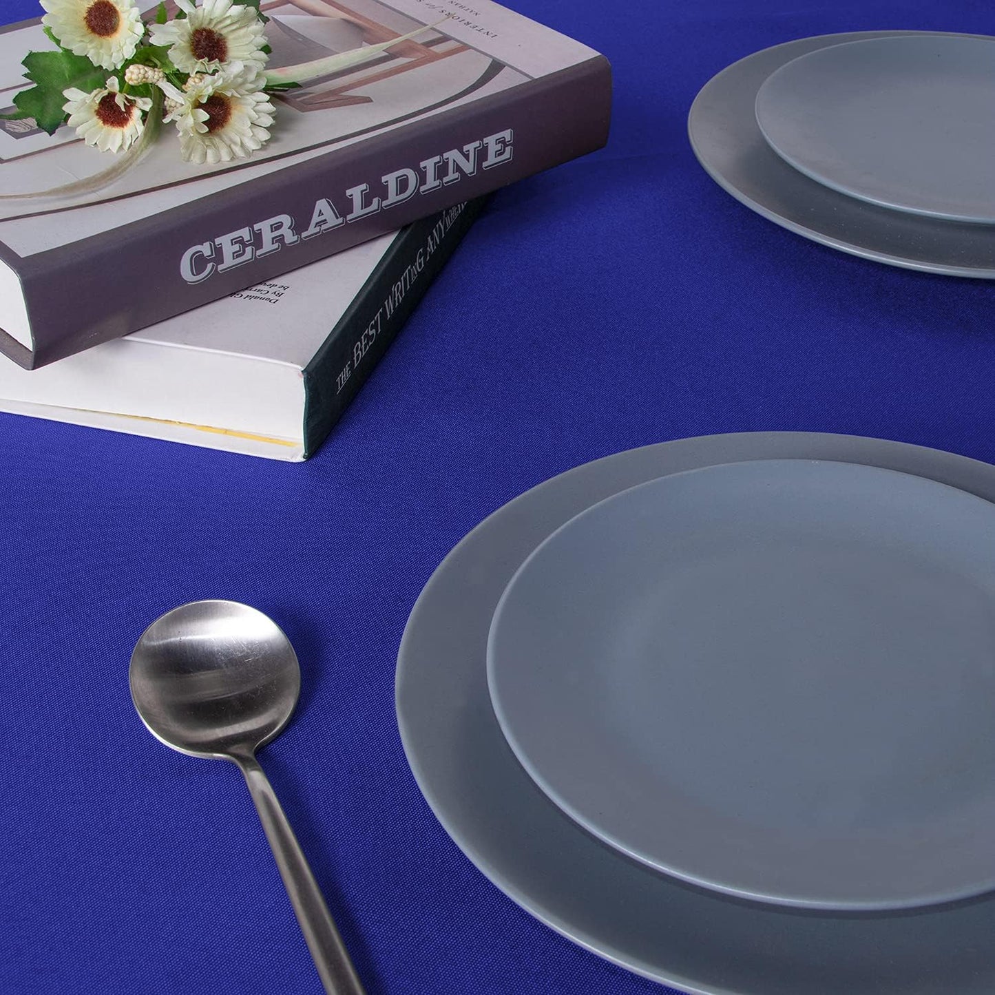 sancua Rectangle Tablecloth - 70 x 120 Inch - Stain and Wrinkle Resistant Washable Polyester Table Cloth, Decorative Fabric Table Cover for Dining Tables, Buffet Parties and Camping, Royal Blue