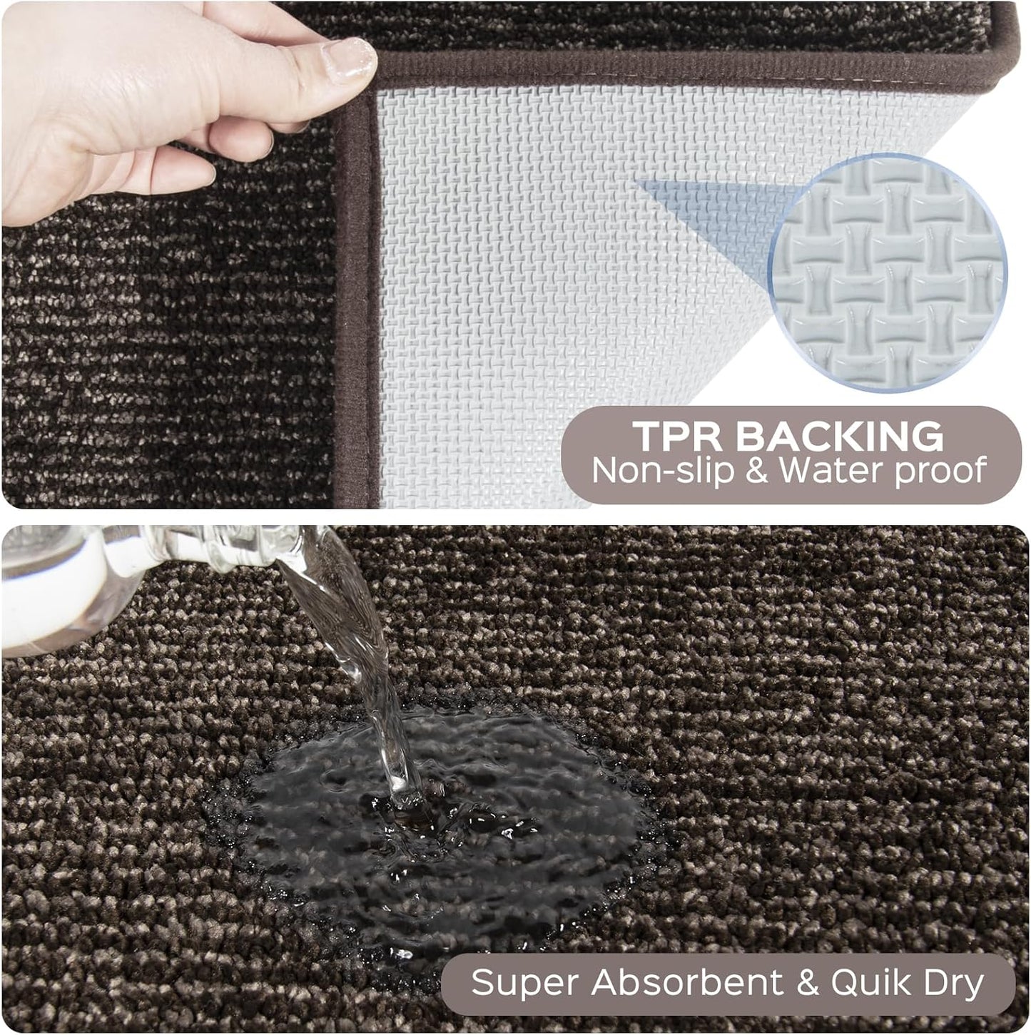 Washable Kitchen Rug 24" x 35.5" / 60cm x 90cm, Non Slip Kitchen Mat for Floor, Absorbent Indoor Throw Rug for Laundry, Bathroom, Bedroom, Door