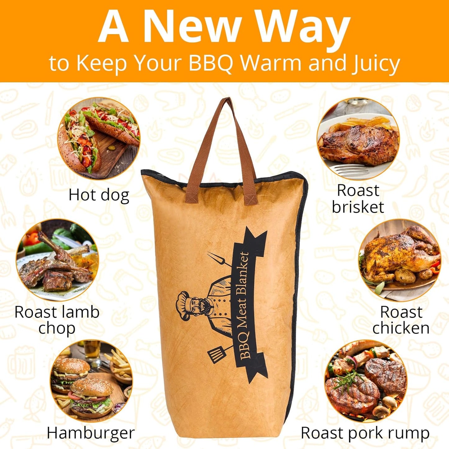 Food Grade FDA Compliant. Non-Toxic Reusable BBQ Meat Blanket, Meat Resting Bag, BBQ Blanket for Resting Meat, Barbecue Blanket 21in for Brisket &Turkeys Bonus an Absorbent Towel, Gifts for Men