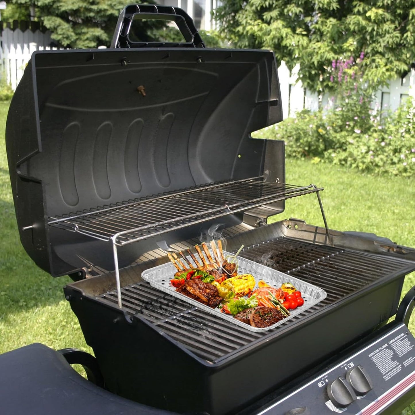 Frcctre 25 Pack Disposable Aluminum Grill Pans, 16 x 12 Inch Large Aluminum Broiler Pans Foil Grill Trays Topper Pan Sheet Pan with Holes for for Outdoor Cooking and Camping, BBQ