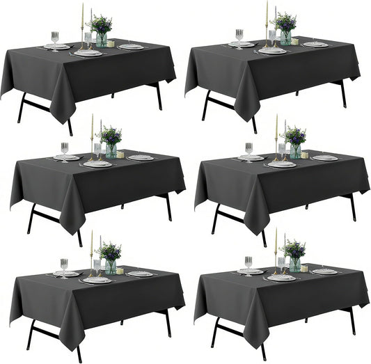 6-Pack 60x60 inch Grey Table Cloths, Solid Stain and Wrinkle Resistant Tablecloth, Premium Plain Weave Polyester Fabric Rectangle Table Linen Covers for Hotel, Banquet