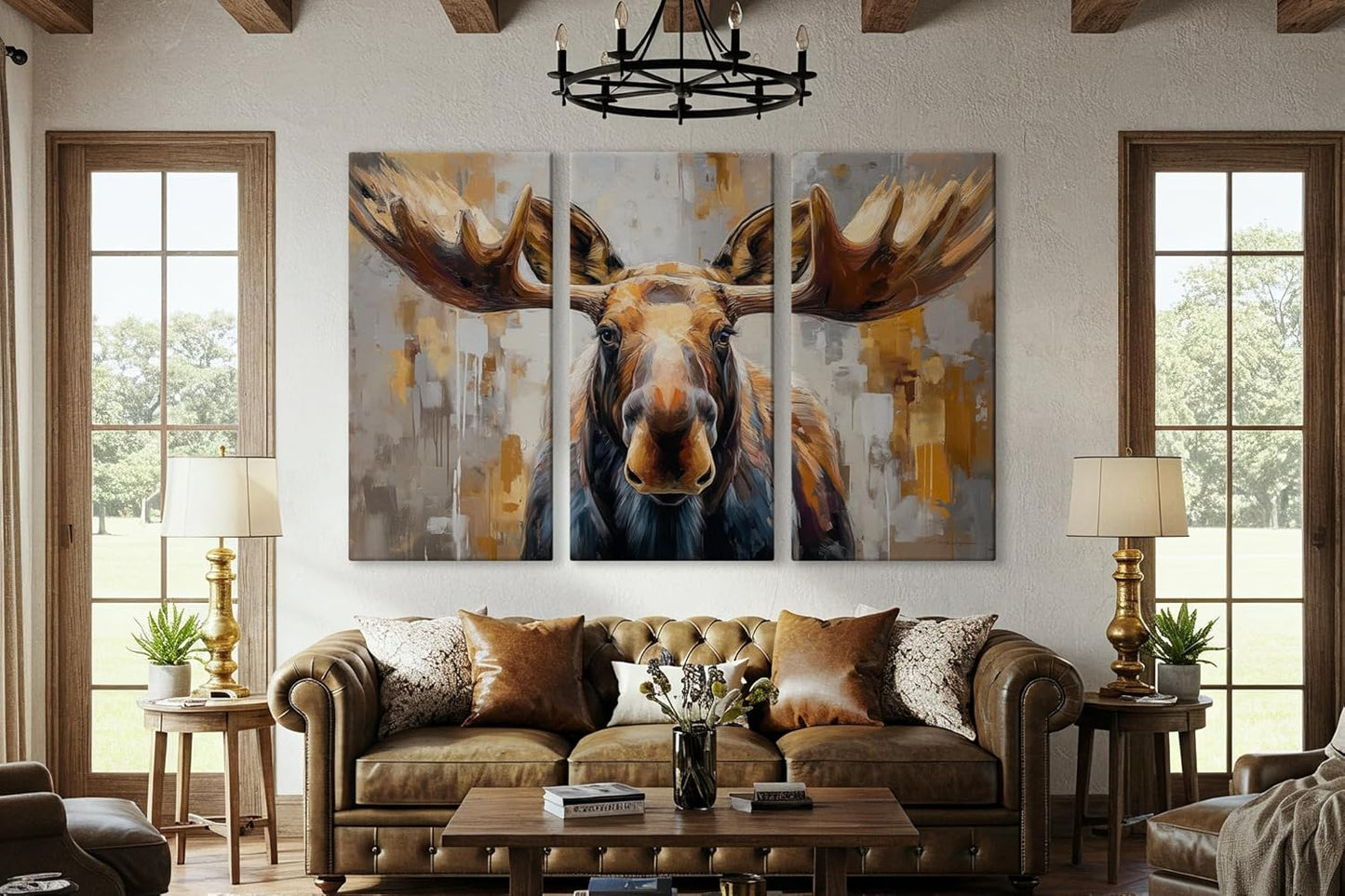 Wildlife Canvas Prints - Wild Animals Home Decor - Medium, Large, and Extra Large Wall Art for Living Room, Bathroom, Kitchen (The Forest King, 55L" x 83W"- 3 Panels)