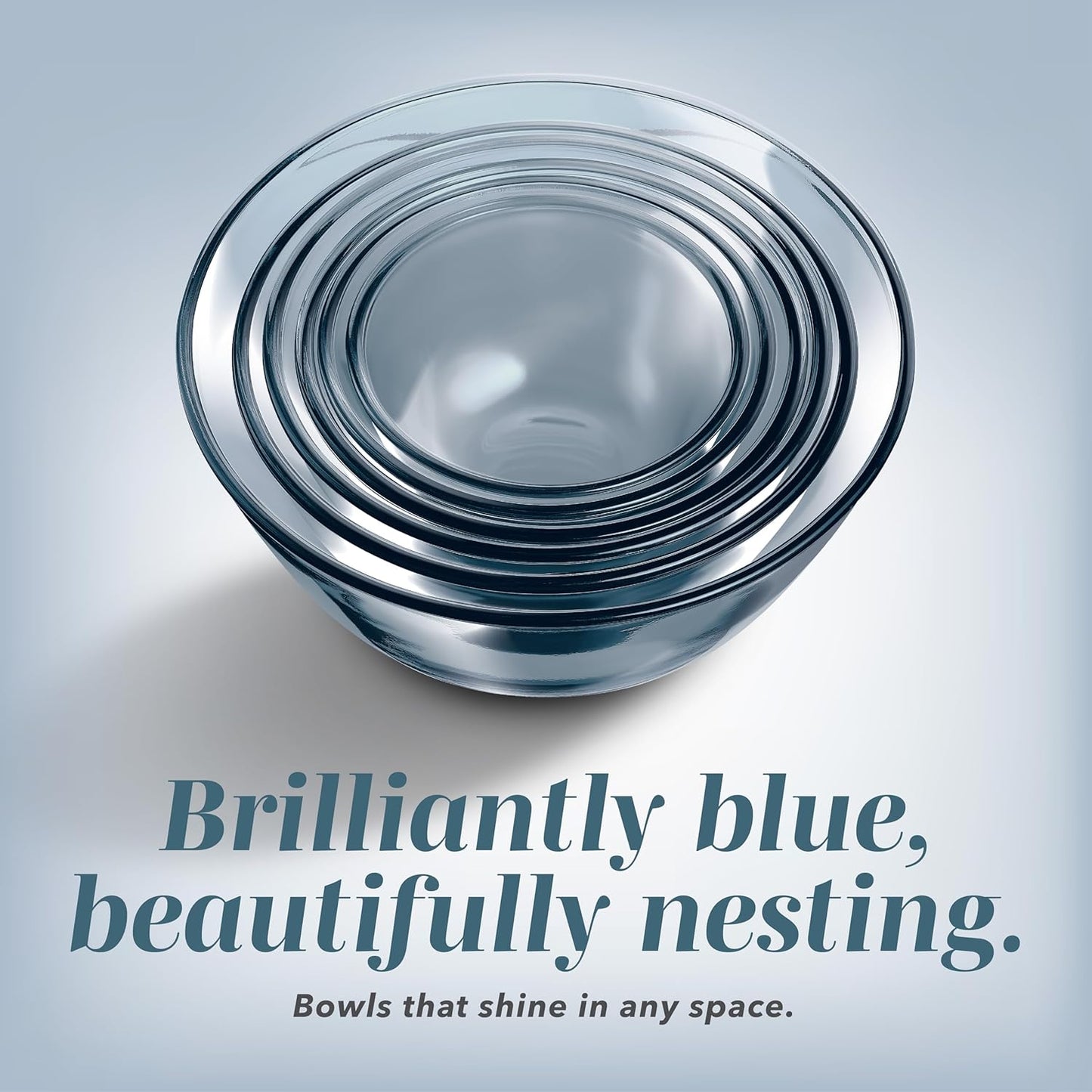 COOK WITH COLOR 12 Pc Glass Mixing Bowl Set with Lids – Borosilicate Glass Nesting Bowls for Cooking, Baking and Meal Prep, Colored Blue