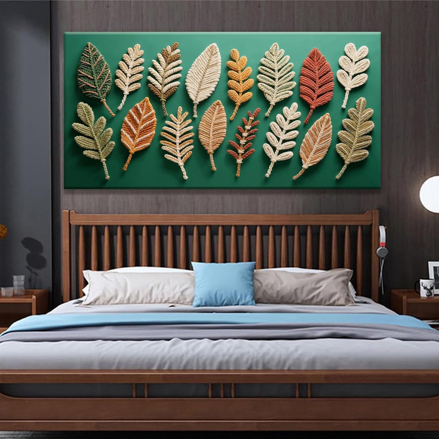 Tsomzxng Large Boho Wall Art For Living Room Green Bohemian Feather Wall Art Modern Canvas Art Wall Decor 29" X 58" Painting Abstract Wall Art Print Picture For Bedroom Office Home Decoration