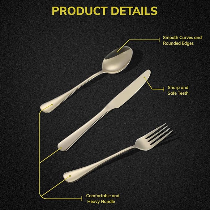 Aafeen 20 Piece Silverware Flatware Cutlery Set | 18/10 Stainless Steel Flatware Set For 4 | Heavy Duty, Durable, Rust Proof Mirror Polished, Elegant Tableware (1.16)