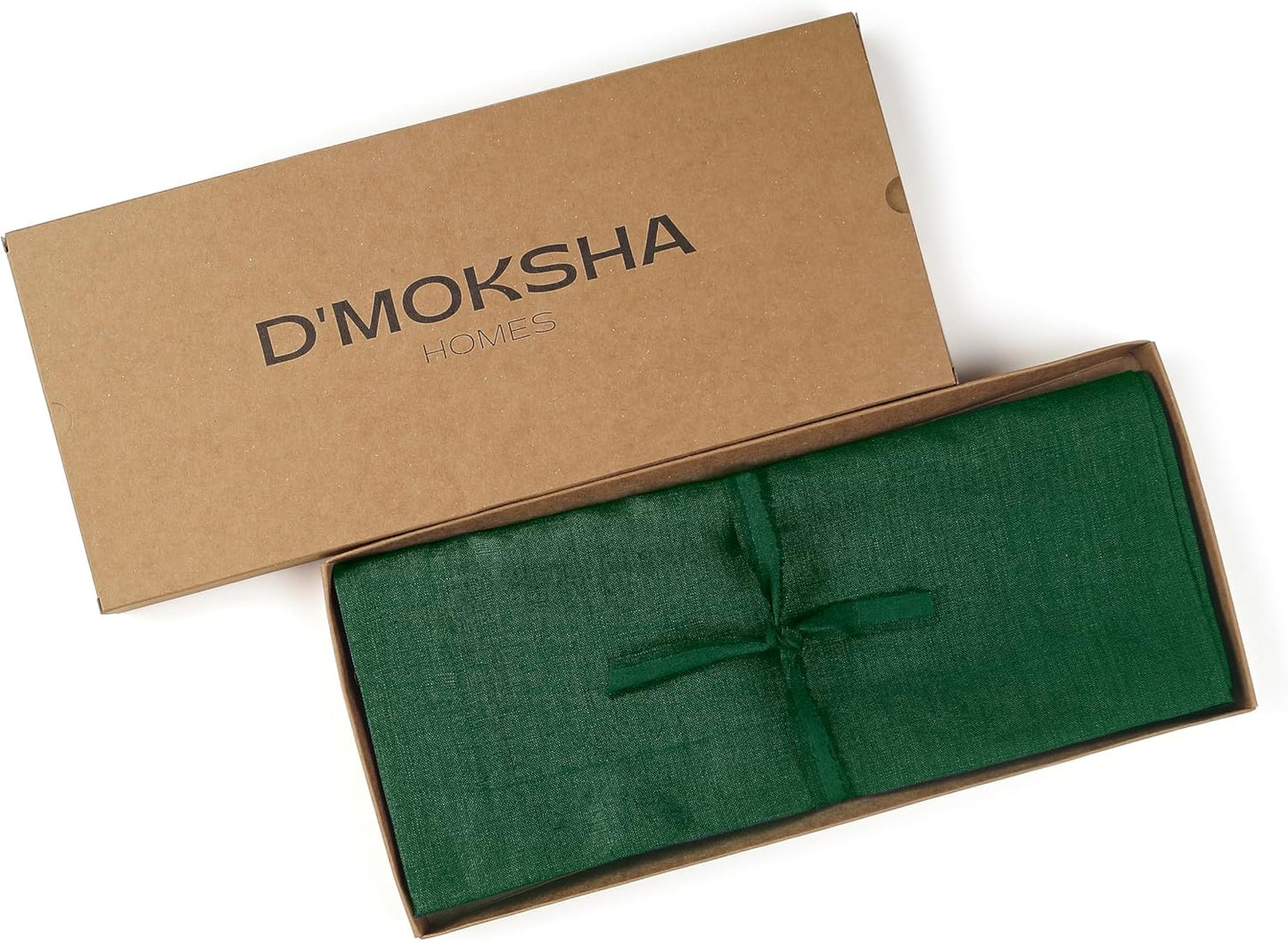 D'Moksha Homes Linen Table Runner 48 Inches - 100% Pure Linen Forest Green Table Runner 14 x 48 Inch for Coffee Tables, Dresser, Fall, Autumn and Halloween - Machine Washable