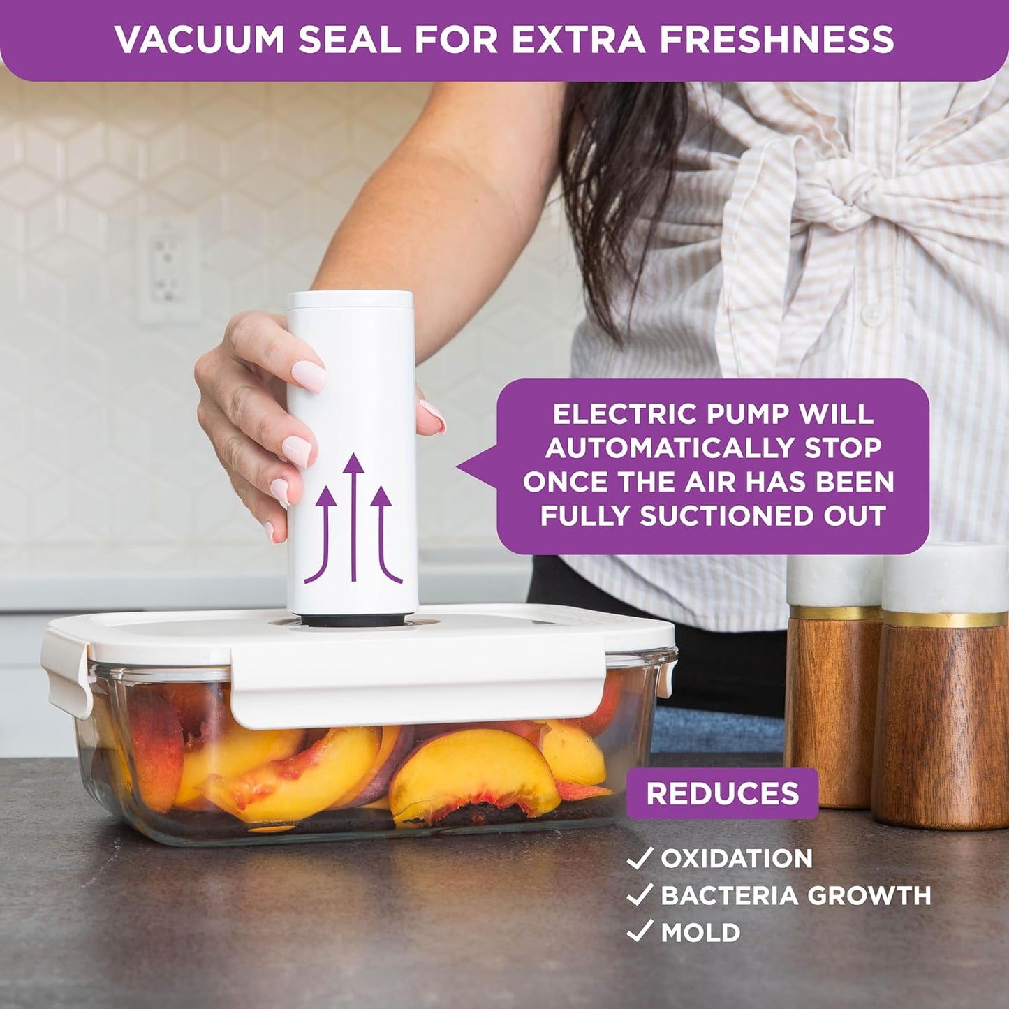 HOLDN’ STORAGE Vacuum Food Storage Containers, Set of 8 Glass Containers & Electronic Pump - Keep Food Fresh Longer, BPA-Free Glass, Leak-Proof, Ideal for Meal Prep, Marinating