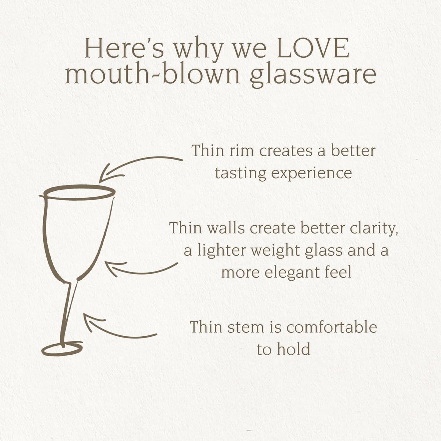 over&back 16oz Traditional Glassware - Set of 4 Classic Stem Drinking Glasses for Parties, Get-togethers, and More - Mouth-Blown - Wine Cups for Kitchen and Dining Room - Clear