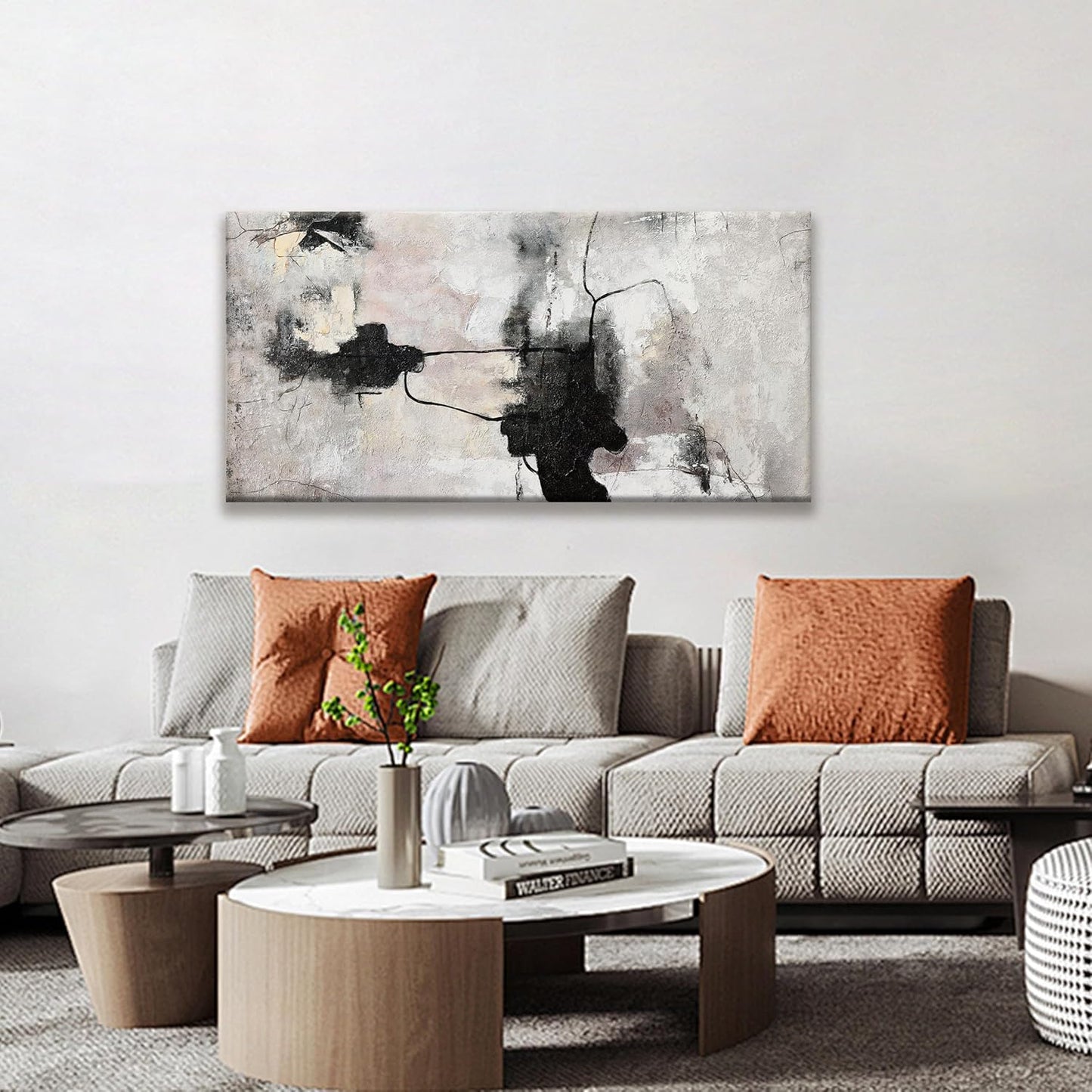 QSQ Black And Off-White Abstract Wall Art Minimalist Canvas Art Wall Decor Paintings Artwork For Walls Modern Abstract Art Prints Picture For Bedroom Hallway Office Home Wall Decor 20 x 40 In