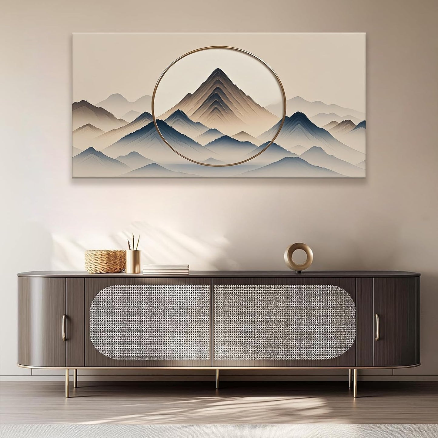 Suconvng Canvas Wall Art Decor Modern Abstract Wall Decor For Living Room Modern Office Mural Abstract Art Print Painting Mountain Landscape Wall Pictures Artworks Home Artwork Ready To Hang 24"X 48"