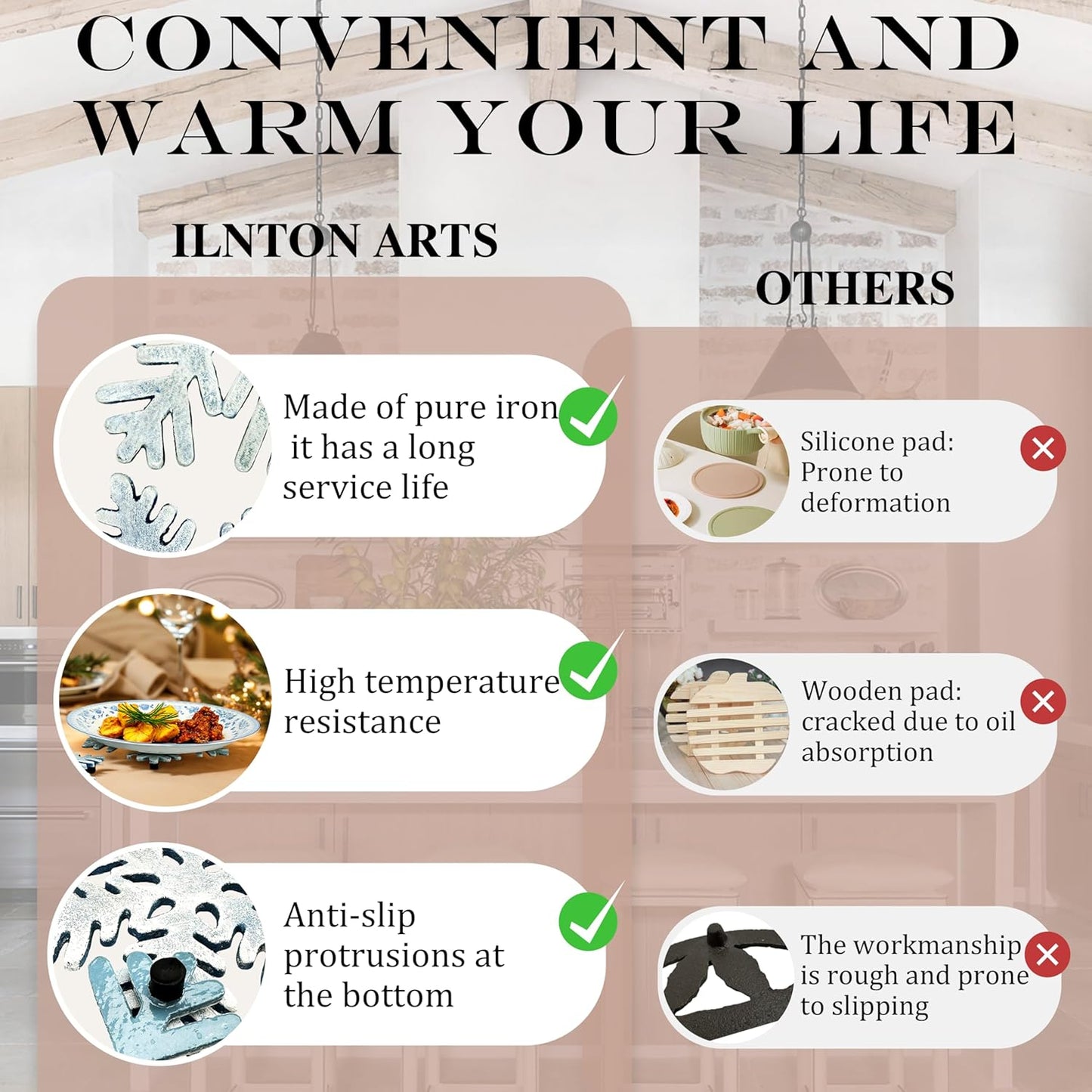 2 Pack Snowflake Trivets for Hot Dishes, Heat Resistant Metal Trivet for Countertops, Christmas Decorative Trivets for Holiday&Christmas Decorations for Kitchen