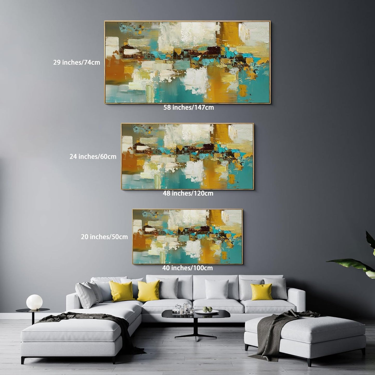 XLSJERST Large Framed Wall Art - Paintings Wall Decor Abstract Canvas Wall Art Artwork for Bedroom Huge Wall Pictures for Living Room Bedroom 24x48 Inches
