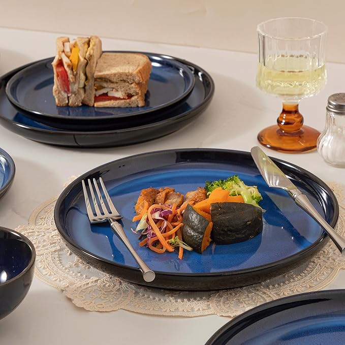 Dinnerware sets plates and bowls sets modern plates stoneware dinnerware set Plates and Bowls Set for 4, 12 Pieces Dishes,Microwave and Dishwasher Safe Tableware (style - 3, 4 - Set (12pcs))