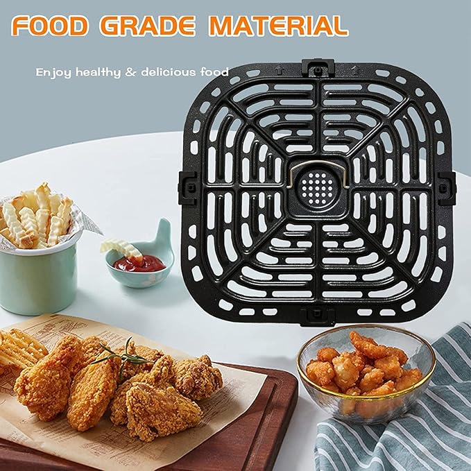 Air Fryer Grill Pan for Instants Vortex Plus 6QT Air Fryers, Upgraded Air Fryer Grill Crisper Plate Tray with Rubber Bumpers for Instants Vortex 5.7QT, 6QT Air Fryer, Nonstick, Dishwasher Safe