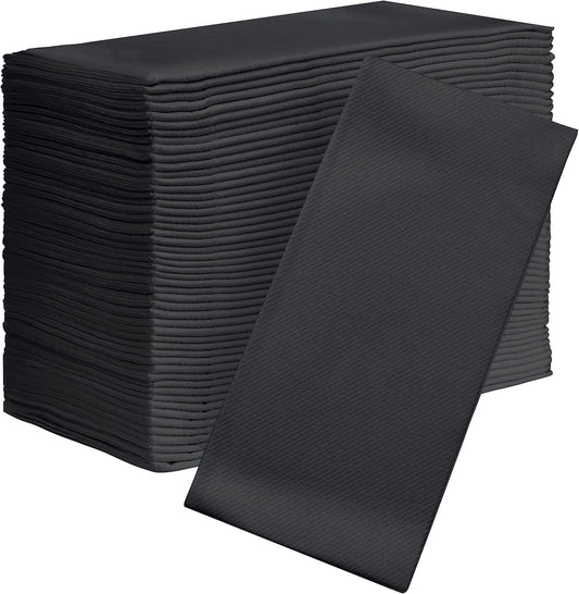 AMERICAN HOMESTEAD Paper Napkins - Black Disposable Linen-Like Dinner Napkins - Restaurant-Quality Table Serviettes for Weddings, Parties, and Events - 15.75" x 15.75" - 50 Count