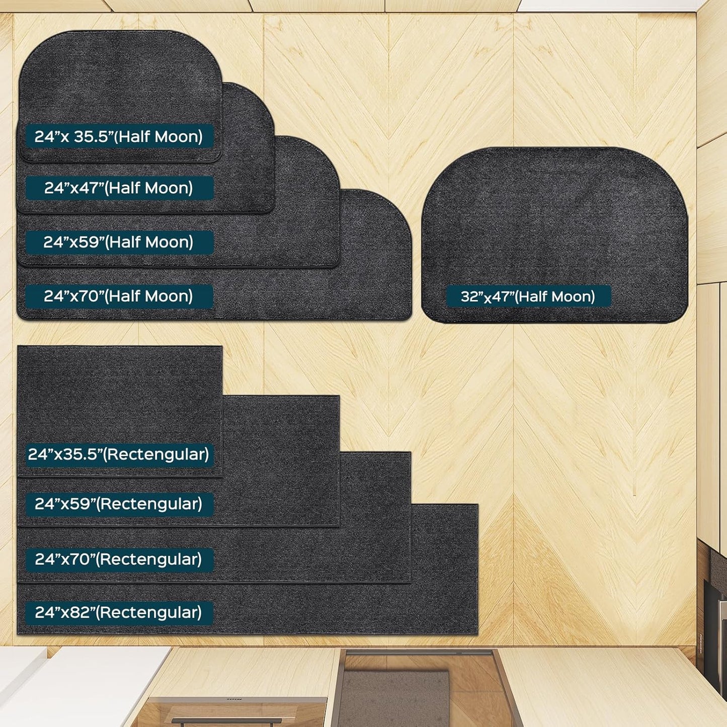 Washable Kitchen Rugs Set of 2 (24" x 35.5" + 24" x 59"), Non Slip Kitchen Mats for Floor, Absorbent Indoor Entryway Runner Rugs for Laundry, Bathroom, Door, Bedroom (Roll Packing)