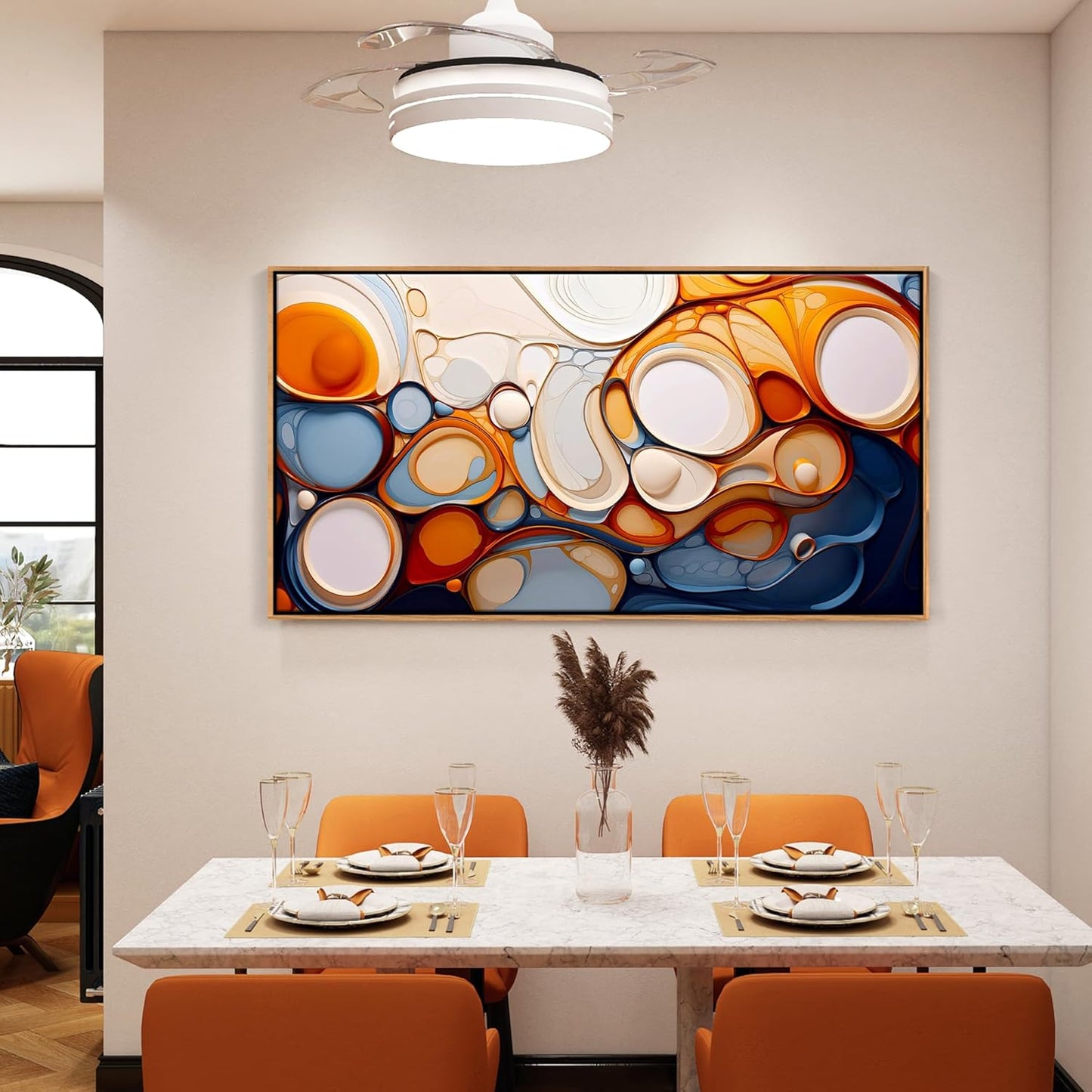 Large Abstract Wall Art: Framed Canvas for Living Room - Colorful Modern Aesthetic Bedroom Decor Above Bed, Office Artwork 2958IN Wood Frame