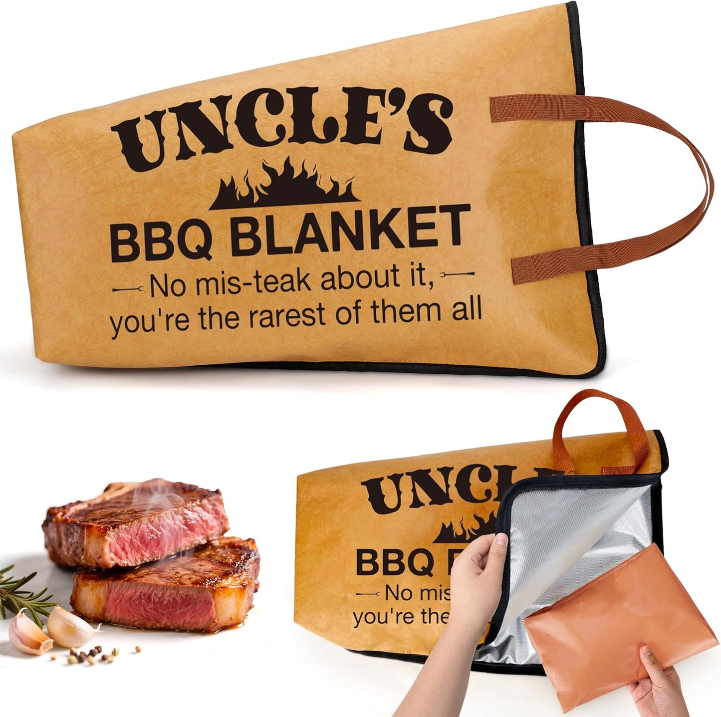 Gifts for Uncle BBQ Blanket for Resting Meat, Birthday Christmas Thanksgiving Gifts for Uncle from Niece Nephew,21in Meat Resting Blanket Insulated Reusable Wide Mouth Meat Resting Bag,BBQ Accessories