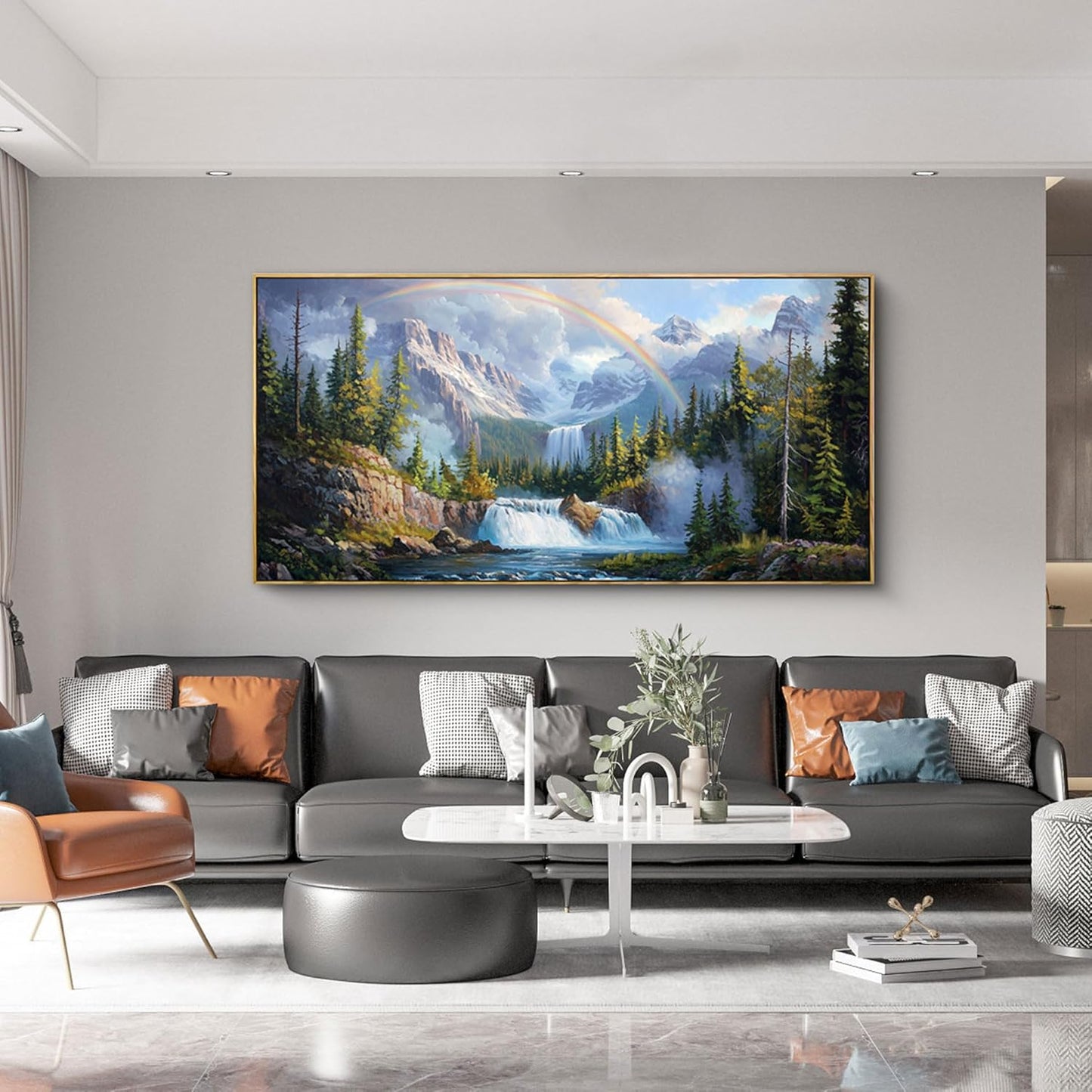 XLSJERST Waterfall Wall Art - Natural Picture Lake Landscape Large Paintings Artwork for Walls Canvas Wall Art for Living Room Bedroom Home Decor - 48x24 Inches