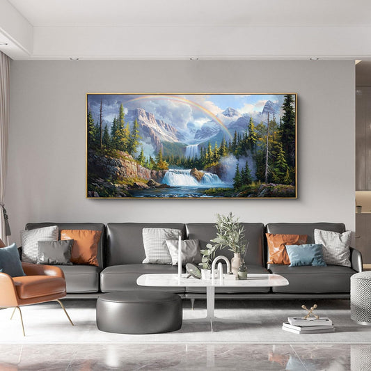 XLSJERST Waterfall Wall Art - Natural Picture Lake Landscape Large Paintings Artwork for Walls Canvas Wall Art for Living Room Bedroom Home Decor - 48x24 Inches