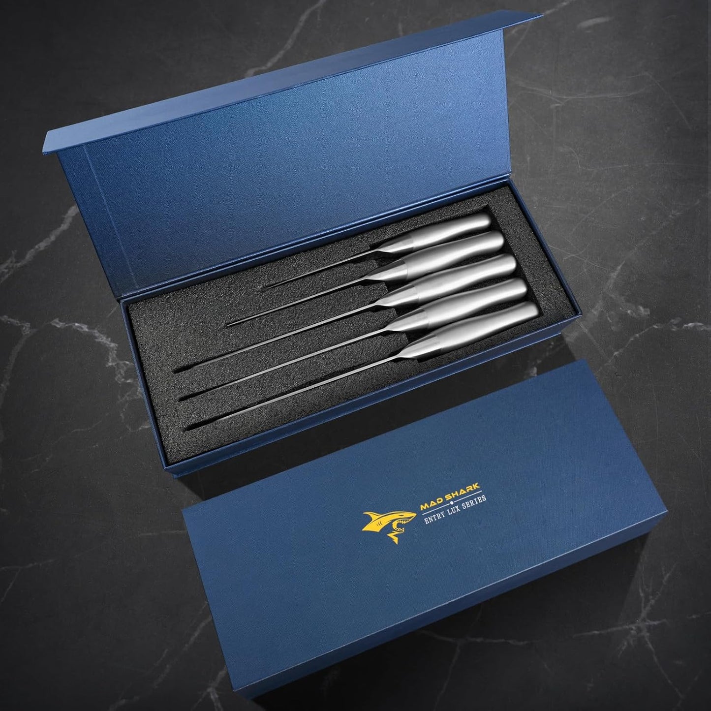 MAD SHARK Kitchen Knife Set, 5PCS Sharp Ultra Chef Knife Set, High Carbon Stainless Steel Knives Set with Ergonomic Handle, Professional Kitchen Knives Sets, Gift Box Packaging