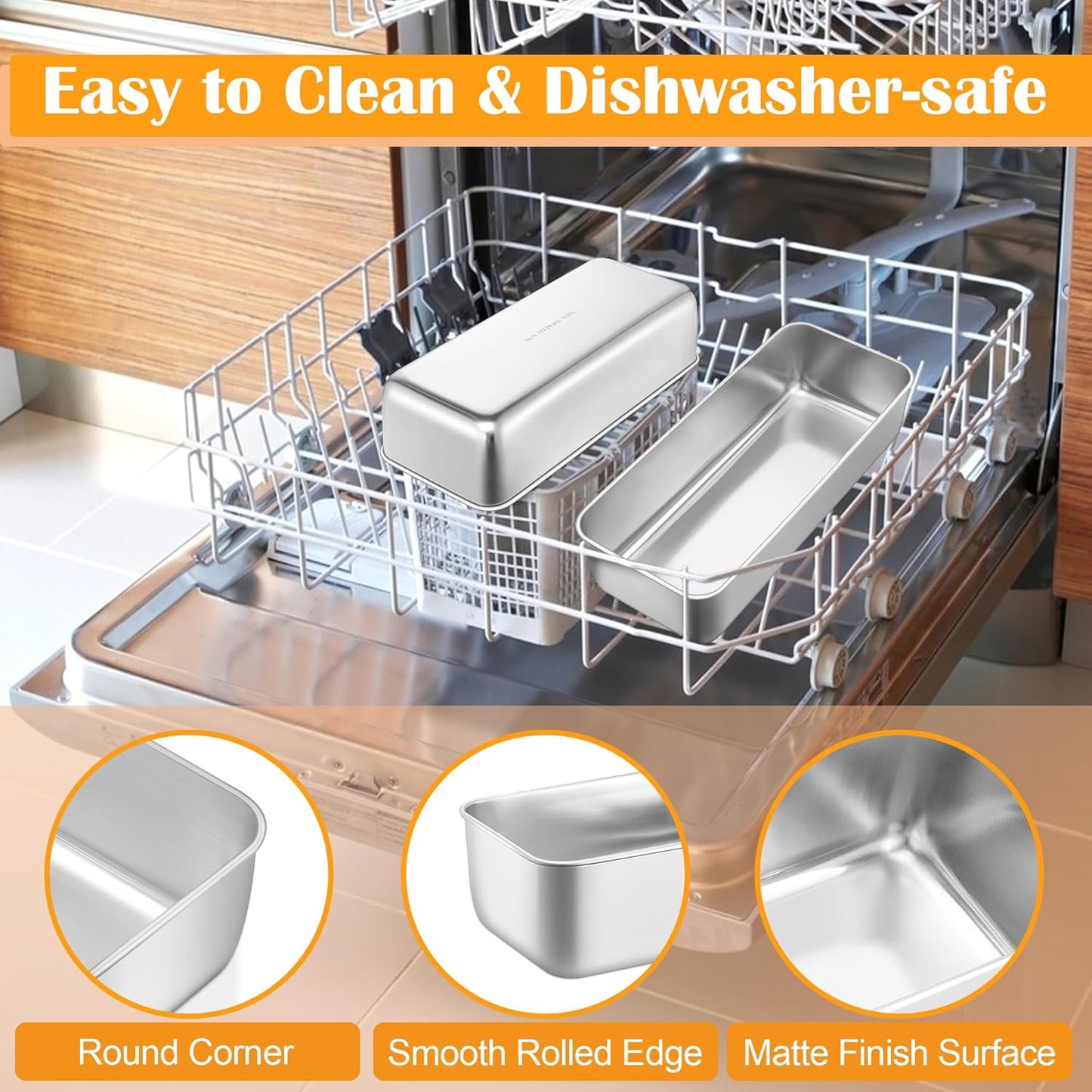 E-far Loaf Pan for Homemade Bread-3 Pack, 12” x 5” Large Stainless Steel Loaf Pans, Long Metal Bread Baking Mold for Banana Cake Meatloaf Sourdough Lasagna, Nontoxic & Dishwasher Safe