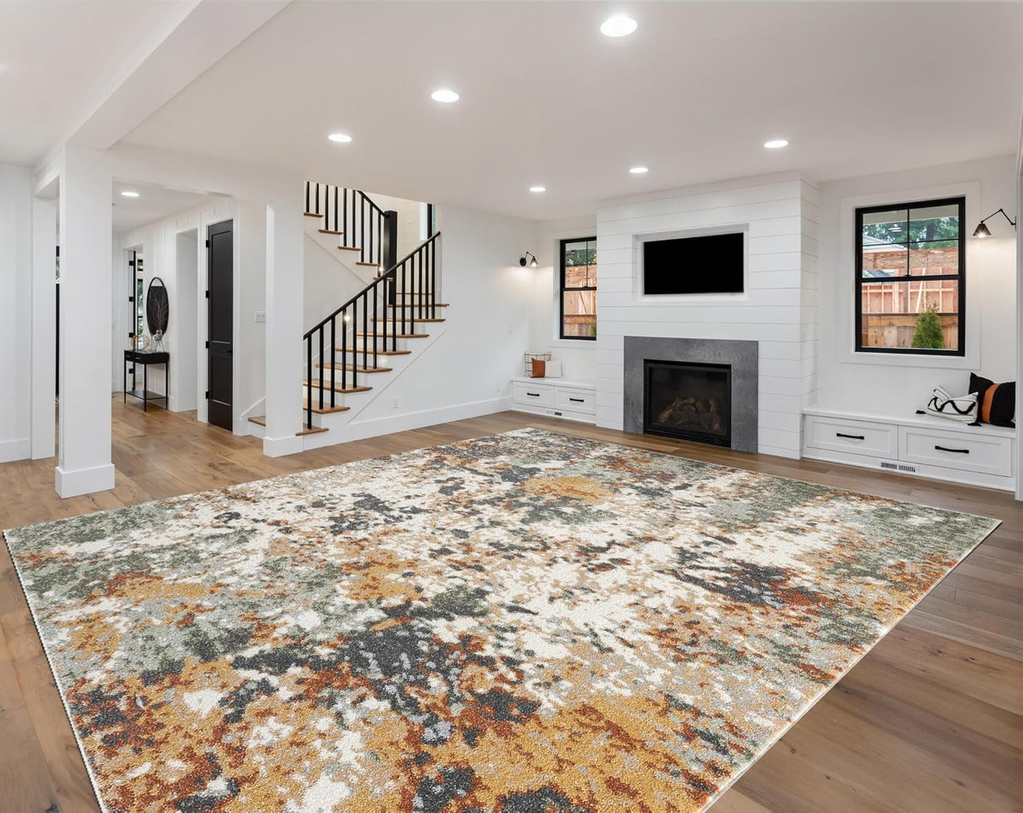 Keen Home Design Area Rugs - 8x10 Non-Shedding, Abstract Rugs for Kitchen, Living Room, Bedroom, Dining Room, Entryway - Size: 7'3" x 10'2", Multi