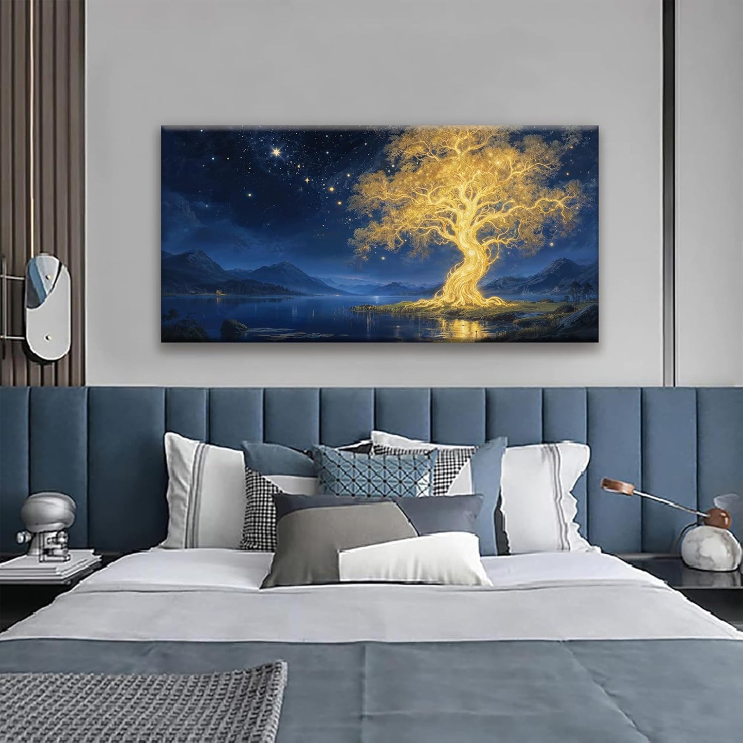 Suconvng Modern Wall Art For Living Room Nature Canvas Art Wall Decor Abstract Wall Decor Prints Painting Gold Tree Botanical Abstract Wall Art Picture For Bedroom Home Office Artwork 24" × 48"