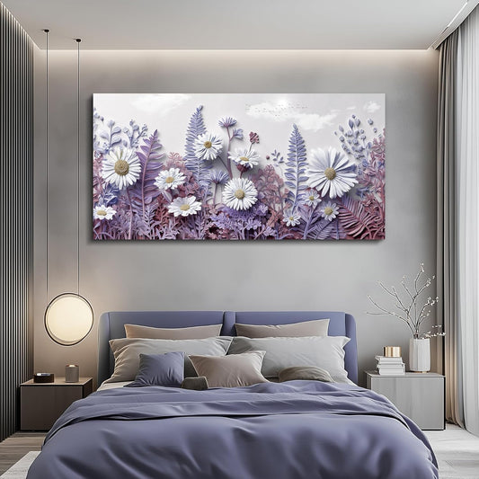 QIYILEXWART Canvas Wall Art For Living Room Large Wall Decor For Office Bedroom Decorations Daisy Fern Landscape Pictures Farmhouse Painting Artwork Room Wall Mural Aesthetic Home Decor 30x60 In