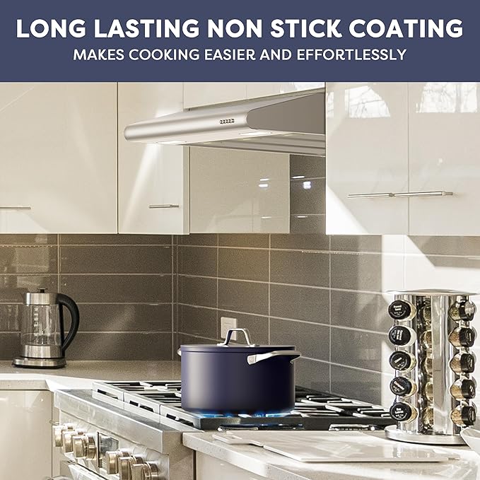 CIARRA Nonstick Dutch Oven with Lid, 6.2 QT Ceramic Dutch Oven with Dual Handles, Non Toxic, PTFE & PFOA Free, Oven Safe & Compatible with All Stovetops, Blue