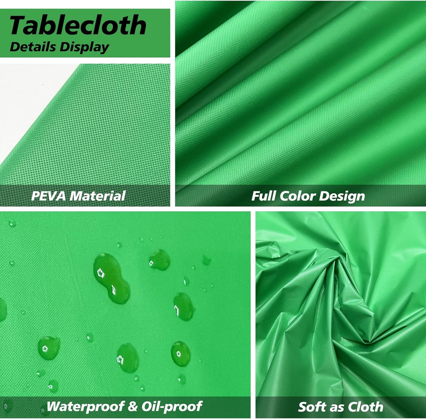FUNTOOB Green Plastic Table Cloth - 4 Pack Disposable Table Covers - Forest Pattern - Baby Shower, Gender Reveal, Birthday Party Decorations - 54" X 72"