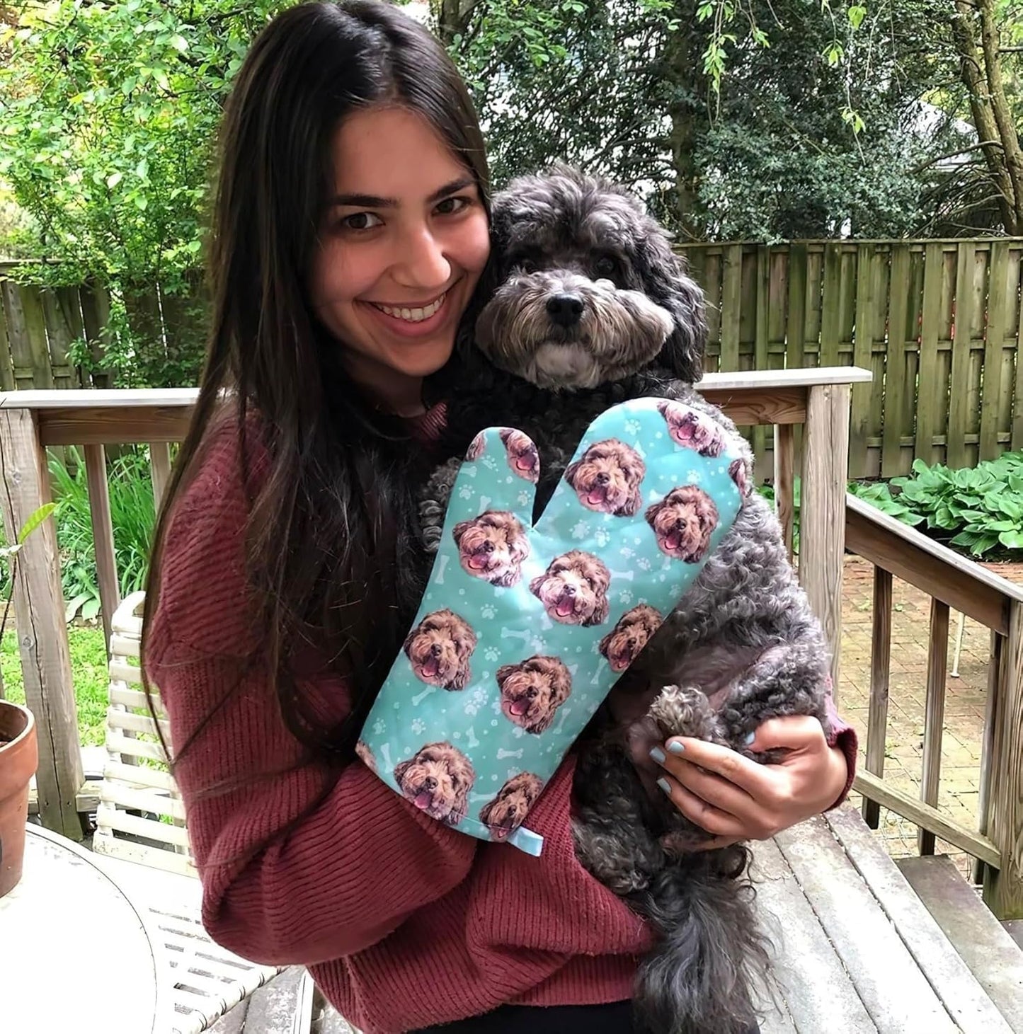 Customized Dog Oven Mitt with Picture, Personalized Photo Oven Mitt with Your Photo Customized Unisex Cat and Dog Mitt Gifts - Black