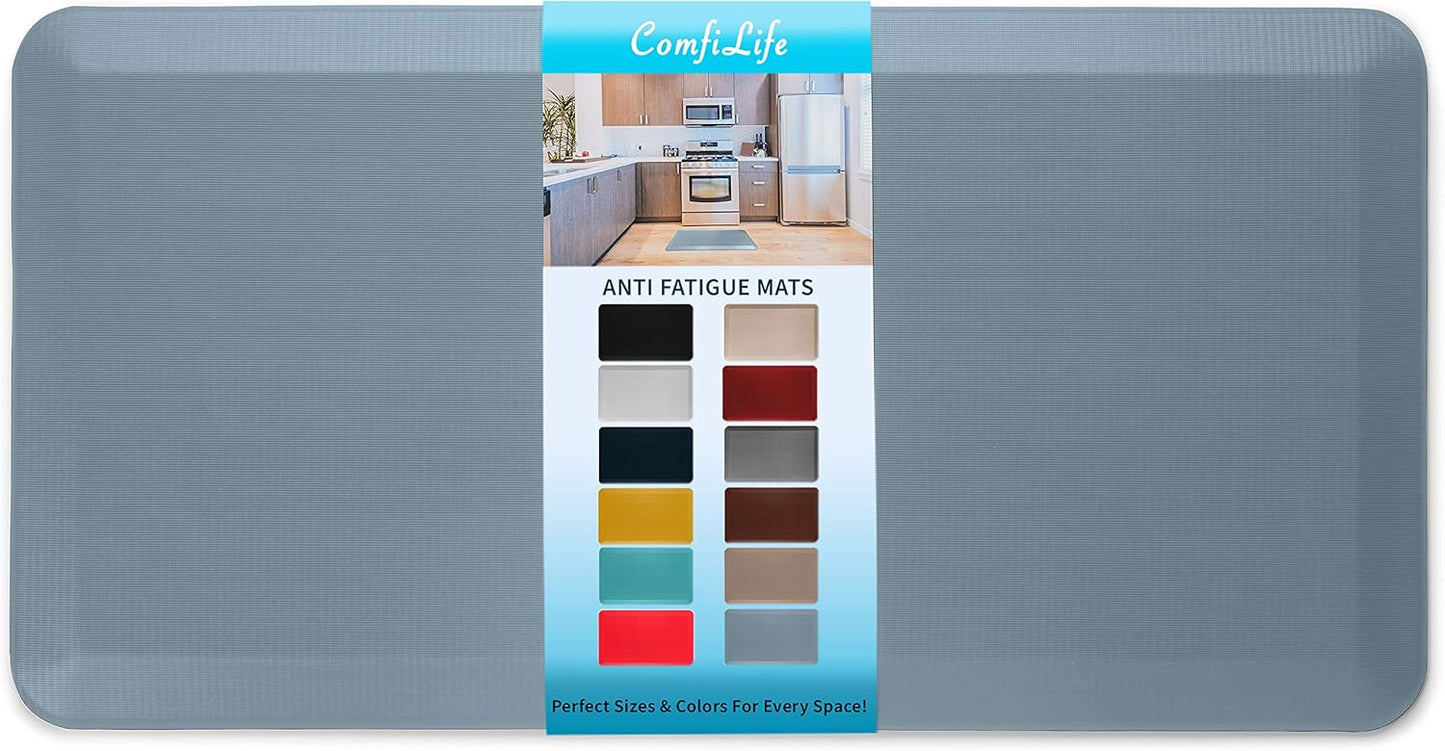 ComfiLife Anti Fatigue Floor Mat – 3/4 Inch Thick Perfect Kitchen Mat, Standing Desk Mat – Comfort at Home, Office, Garage – Durable – Stain Resistant – Non-Slip Bottom (20" x 39", Denim)