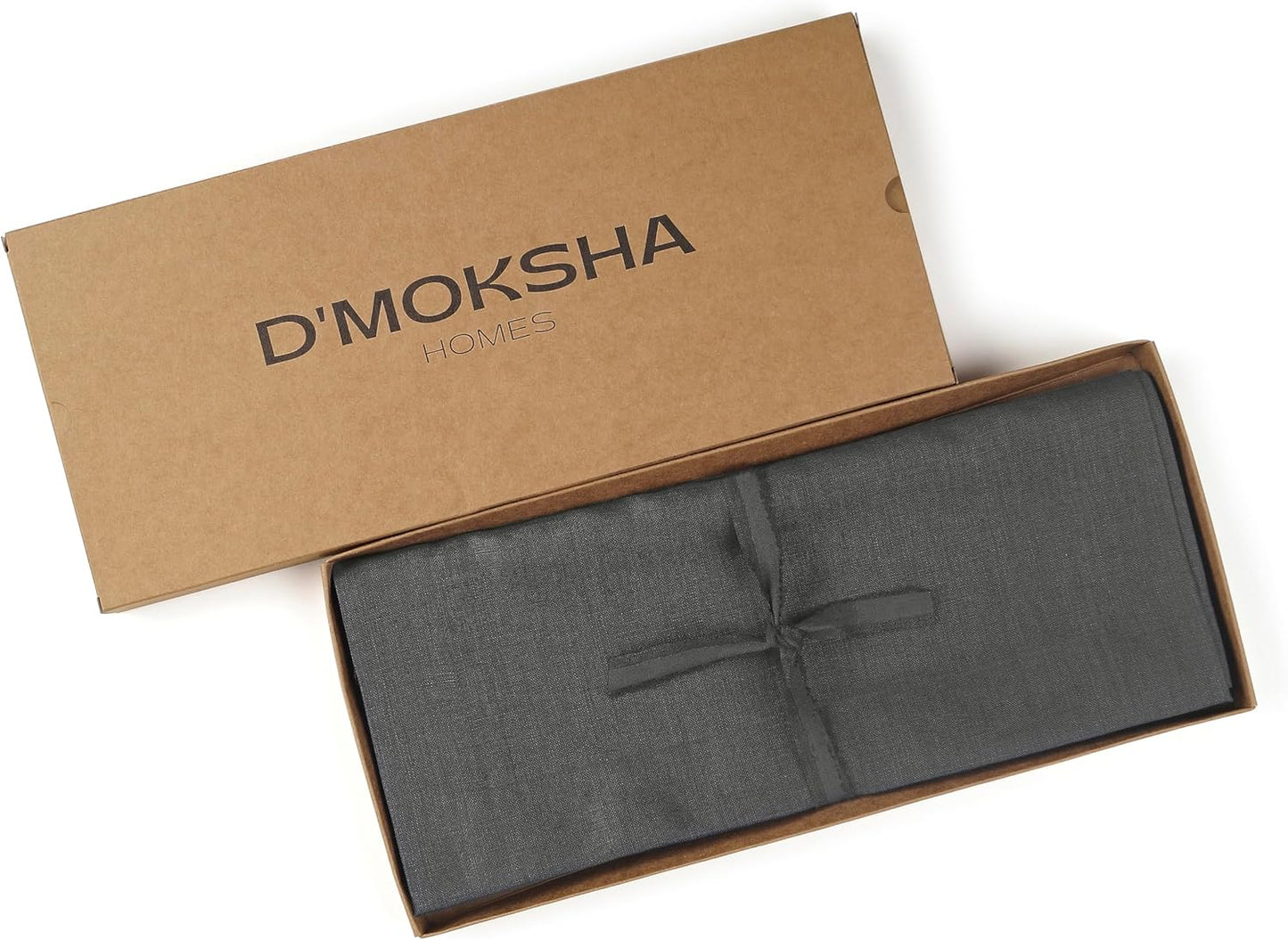 D'Moksha Homes Linen Charcoal Grey Table Runner 72 Inches Long - 100% Pure Linen 14 x 72 Inch Table Runner for Dining, Fall, Autumn and Halloween - Machine Washable