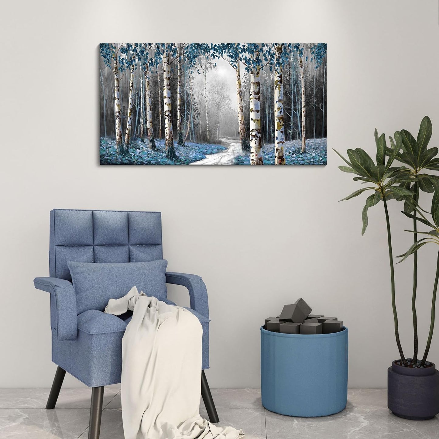 HKDGOKA Canvas Wall Art Living Room Large Fall Pictures Wall Decor Gray Nature Tree Paintings Modern Artwork for Bedroom Kitchen Bathroom Office Home Decor 40"x20"