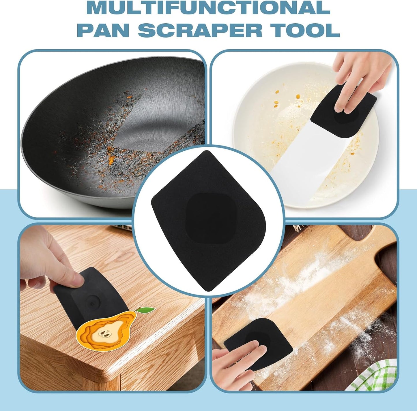 Cast Iron Scrubber | Dish Scrub Brush | 316 Cast Iron Cleaner Chainmail Scrubber for Pan Skillet Cleaner - Dish Scouring Pad Dishwasher Safe Cleaning Kit, Blue