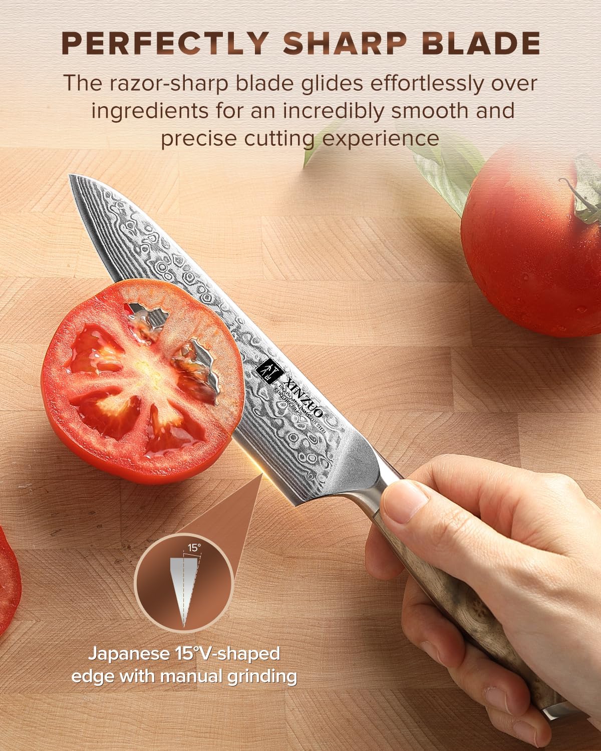 XINZUO 5.2-inch Damascus Steel Petty Knife,67-layer Steel,Perfect for Cutting Fruit and Vegetables Peeling Multipurpose Kitchen Knife with Figured Sycamore Handle