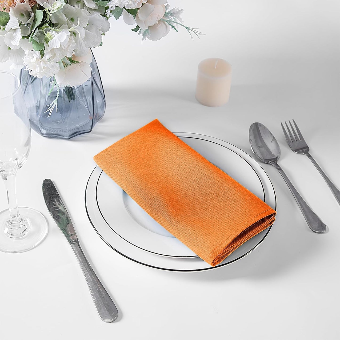 Bailarina Cloth Napkins Set of 120,17x17 inches Dinner Napkins Cloth Washable,Polyester Square Table Cloth Napkin Bulk with Hemmed Edges Ideal for Banquets, Parties and Weddings-Orange