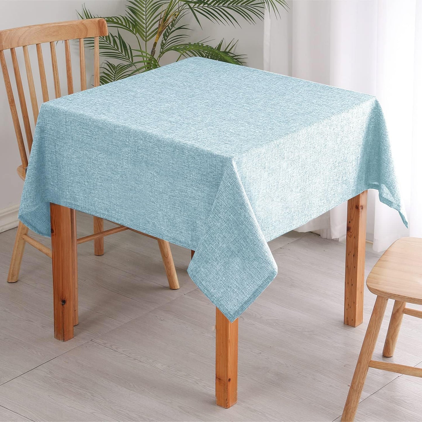 Hiasan Faux Linen Square Tablecloth - Wrinkle and Stain Resistant Washable Table Cloth for Kitchen Dining Room Holiday Table Cover for Dinner, Lux Slate Blue, 60 x 60 Inch