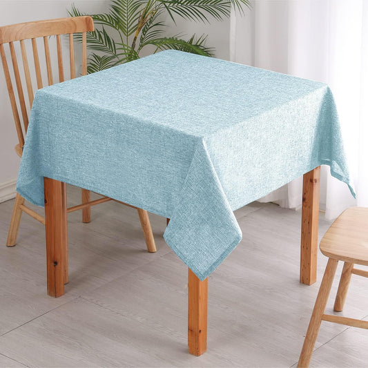 Hiasan Faux Linen Square Tablecloth - Wrinkle and Stain Resistant Washable Table Cloth for Kitchen Dining Room Holiday Table Cover for Dinner, Lux Slate Blue, 54 x 54 Inch