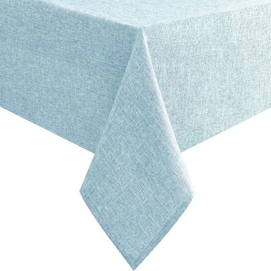 Hiasan Faux Linen Square Tablecloth - Wrinkle and Stain Resistant Washable Table Cloth for Kitchen Dining Room Holiday Table Cover for Dinner, Lux Slate Blue, 60 x 60 Inch
