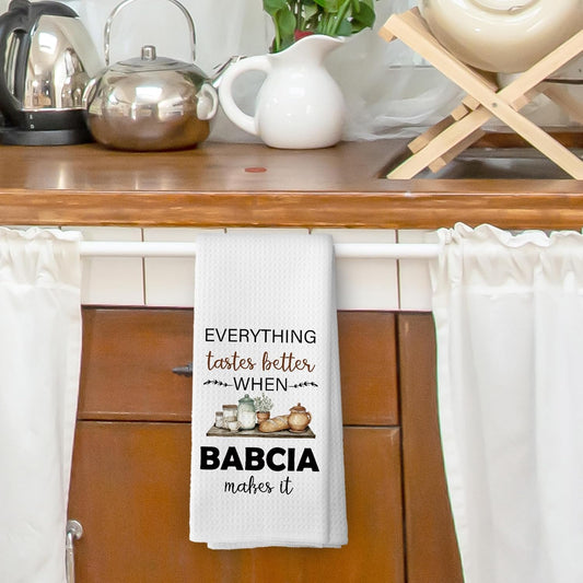 Babcia Gifts Kitchen Dish Towels, Grandma Grandmother Gifts for Women from Grandsons Grandchildren, Watercolor Cooking Utensils Hand Towels Kitchen Tea Towels Decorations, 16x24inch