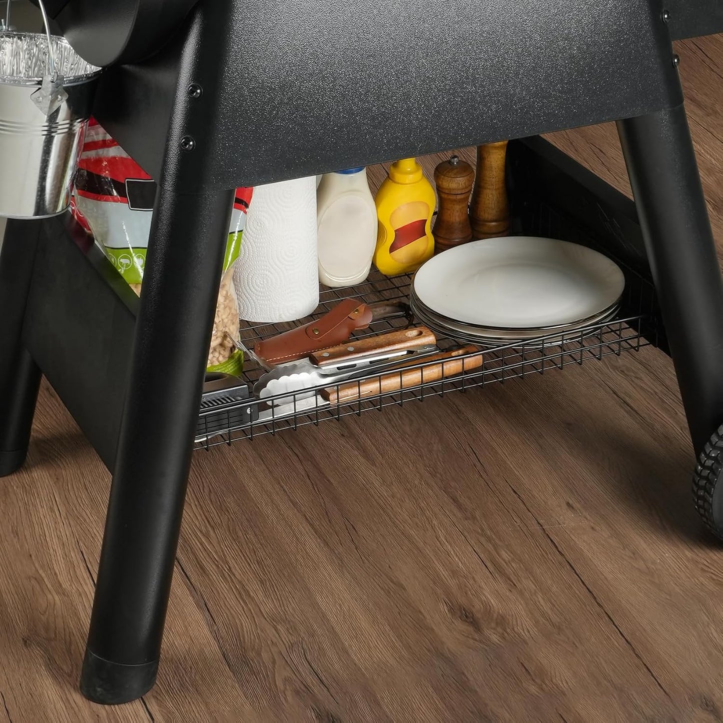 Stanbroil Pellet Grill Storage Shelf, Pellet Grill Storage Basket Fits Traeger Ironwood 650 and Pro 575 Grill, Grill Accessories to Add Storage Space